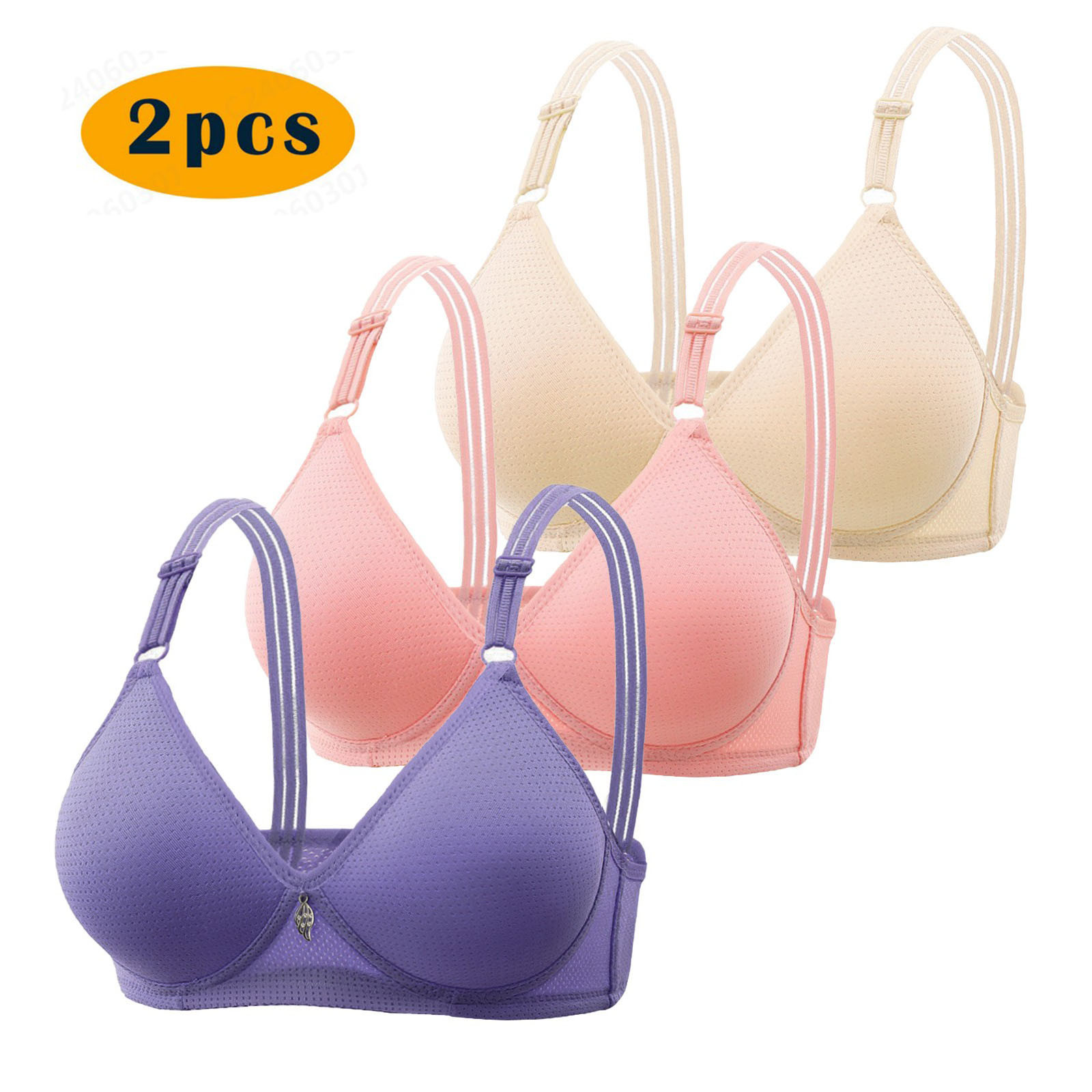XFLWAM Push Up Bras for Women No Underwire Seamless Lace Wireless Comfort Everyday Bras Full Coverage Adjustable Breathable Bra 3 Pack